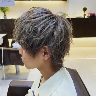 ショート カラー メンズ 静岡/草薙パーマ メンズバレイヤージュのヘアスタイル