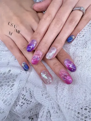 ネイル 💕🐰うさみみ🐰 💕猫と触れ合い✨のネイルデザイン