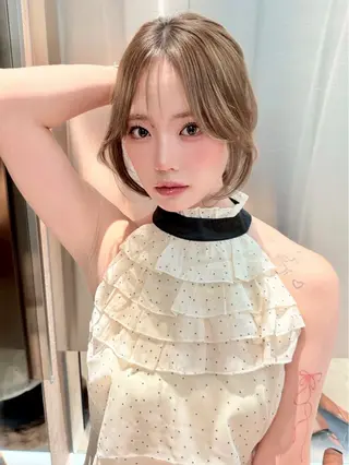 ミディアム ブリーチなし髪質改善 🎀はのん 韓国ヘアのヘアスタイル