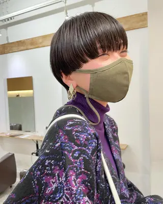 ショート カラー パーマ/透明感カラー /ボブ/吉田一生のヘアスタイル