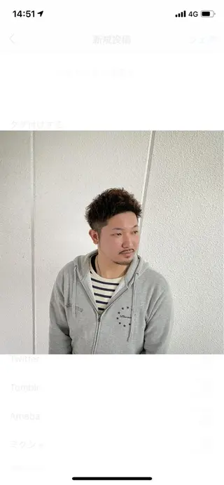 ショート パーマ メンズ 前田賢生 ご新規様はNGのヘアスタイル