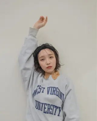 ミディアム パーマ ヘアアレンジ gite カワムラナオキのヘアスタイル