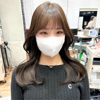 セミロング カラー 顔周り/くびれヘア 韓国ヘア💕風間るなのヘアスタイル