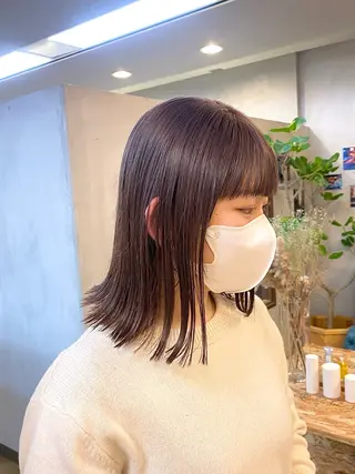 ミディアム カラー ヘアアレンジ ハル🌸柔色/ ブリーチなし/艶髪のヘアスタイル