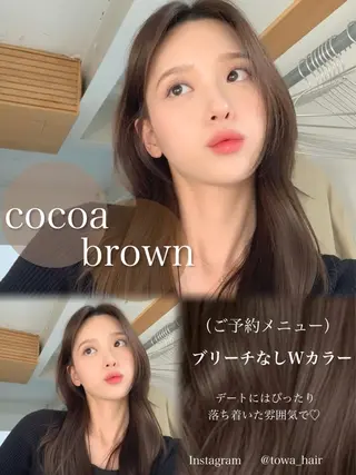 セミロング カラー くすみミルクティー／ ブラウン🪡TOWAのヘアスタイル