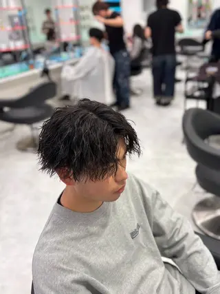 ショート パーマ メンズ 大人っぽベージュ🤍 当日予約◎ヒロトのヘアスタイル