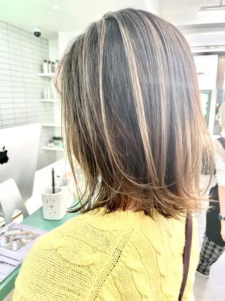 ミディアム カラー 💚透明感カラー💚 ♻️本間♻️のヘアスタイル