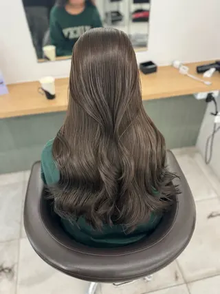 ロング カラー ブリーチなし韓国ヘア レイヤー縮毛🤍渡邉のヘアスタイル