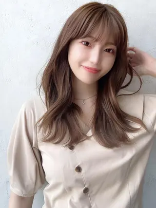 セミロング カラー 顔周り/くびれヘア 韓国ヘア💕風間るなのヘアスタイル
