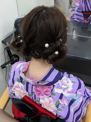 ヘアアレンジ セミロング 中洲/CREAM Akaneのヘアスタイル