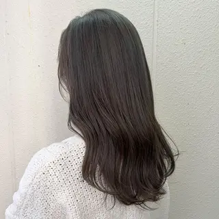 セミロング カラー 🫧オリーブ/赤み消 し/暗髪🫧野本麗奈のヘアスタイル