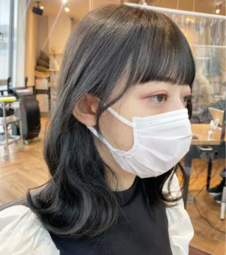 ミディアム カラー 韓国ヘア顔周りカット 艶髪ベージュtamaのヘアスタイル