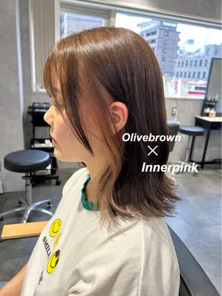 ミディアム プルエクステ/インナ ーカラー🦊はるなのヘアスタイル