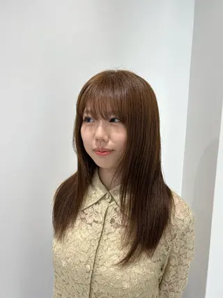 セミロング カラー 愛結 暖色カラー🎀🩰のヘアスタイル