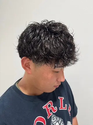 パーマ メンズ 平尾/艶カラー/ アッシュ系/中川誠大のヘアスタイル