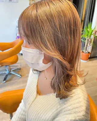 ミディアム カラー パーマ 髪質改善/ブリーチ 田代 龍我のヘアスタイル