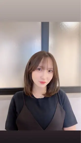 ミディアム カラー &chaLme   心斎橋所属・emi/髪質改善/ 韓国風/艶カラーのヘアスタイル