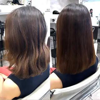 ミディアム パーマ ヘアアレンジ インナー×縮毛矯正 ピンクカラー澤井里菜のヘアスタイル