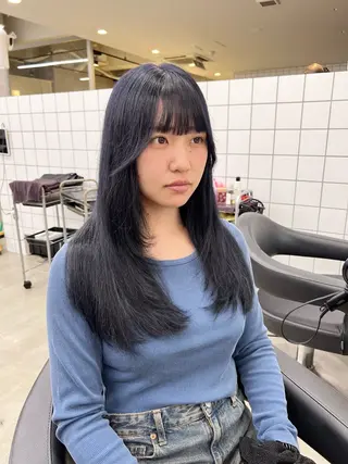 ロング カラー パーマ ヘアアレンジ メンズ キッズ 上品＆韓国風 🥀海心🥀のヘアスタイル