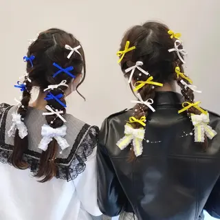 セミロング ヘアアレンジ 💗ガーリーヘア🎀 saki💗のヘアスタイル