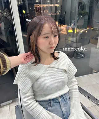 ミディアム カラー ありむらもえ/ インナーカラーのヘアスタイル