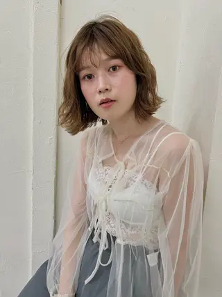 ミディアム パーマ 美髪🧊ショート /ボブ/小由葵のヘアスタイル