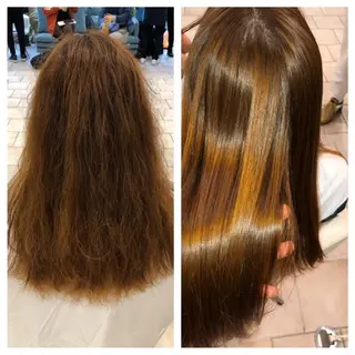 ミディアム パーマ カラー 髪質改善 美容室Atomのヘアスタイル