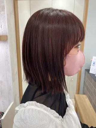 ミディアム カラー 野村 さなみ✨ぱっつんボブのヘアスタイル