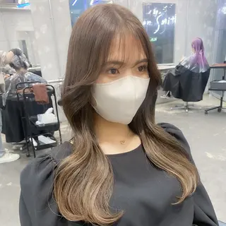 セミロング カラー ヘアアレンジ 💗💗韓国レイヤー yu-ki💗💗のヘアスタイル