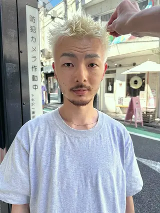 ショート カラー メンズ 丸山渉/パーマ エフェクトブリーチのヘアスタイル