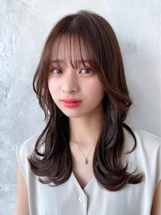 セミロング カラー 顔周り/くびれヘア 韓国ヘア💕風間るなのヘアスタイル