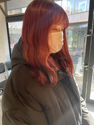 セミロング カラー ヘアアレンジ satsuki 暖色・ブラウンカラーのヘアスタイル