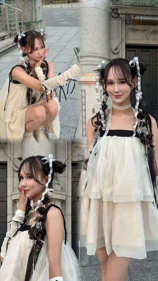 ヘアアレンジ 韓国ヘア/レイヤー/ 顔まわり足立遥奈のヘアスタイル