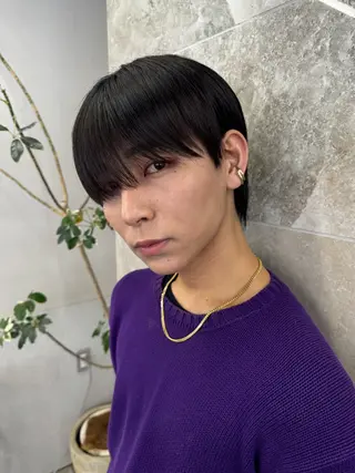 ショート excia渋谷所属・曲がる縮毛矯正 センターパート/翼のヘアスタイル