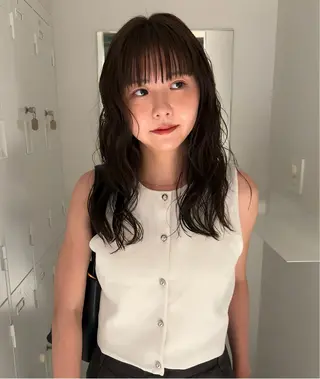 ロング パーマ 透明感カラー/パーマ オレンジmiyo⭐️のヘアスタイル