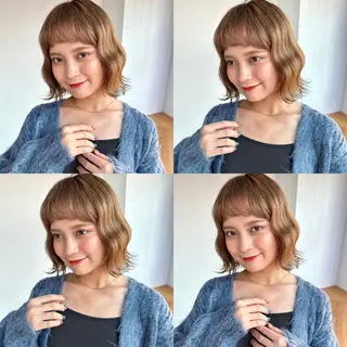 ミディアム 🌷モア 🌷暖色カラー・ボブのヘアスタイル