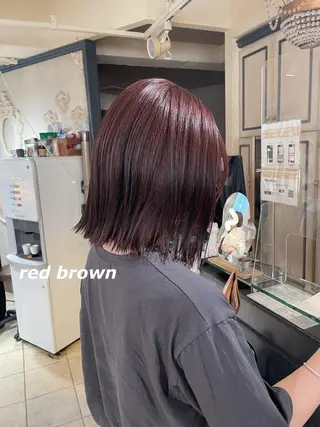 ミディアム カラー 切りっぱなしボブ ソノキユウカのヘアスタイル