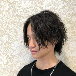 ミディアム パーマ メンズ 🐠寒色系×パーマ 櫻井　麿偉🐏のヘアスタイル