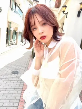 セミロング カラー ヘアアレンジ ハイトーン/美髪矯正 🍃大江拓実のヘアスタイル