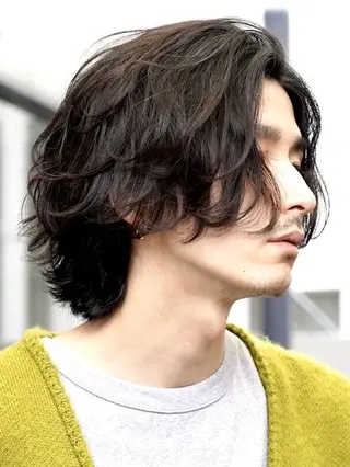 ミディアム パーマ メンズ fifth天神大名Ⅱ所属・fifth天神 パーマ特化 石橋航海のヘアスタイル