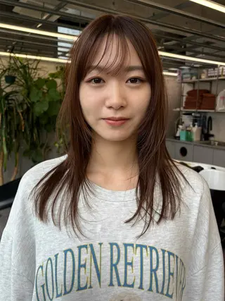 ミディアム カラー 似合わせカット レイヤーボブウルフのヘアスタイル
