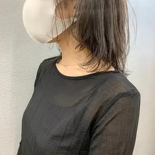 ミディアム カラー 🌱小顔魅せカット 透明感カラー/泉綺のヘアスタイル