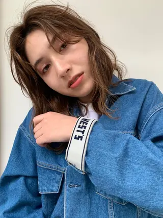 ミディアム カラー パーマ 鈴木 千裕のヘアスタイル