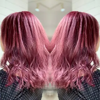 セミロング カラー ヘアアレンジ 髪質改善×ハイトーン 中田啄也のヘアスタイル