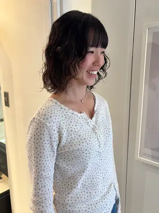 ミディアム パーマ riria/ボブ /ブラウンカラー🎀のヘアスタイル