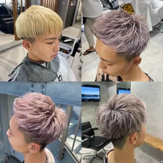 カラー メンズ R/🤎 パーマ&ブリーチ🔥のヘアスタイル