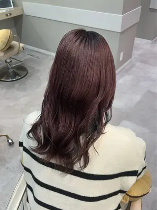 セミロング カラー パーマ、ダブル カラー、上野星也のヘアスタイル
