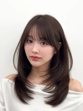 ミディアム カラー ヘアアレンジ 最小顔周りカット/ くびれヘア/窪田洸希のヘアスタイル