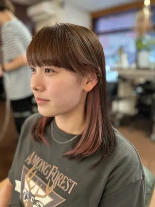 ミディアム カラー インナーカラー指名 No.1菊池柊真のヘアスタイル