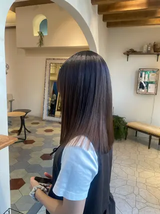 セミロング カラー 艶カラー/ 縮毛矯正 /   タキダのヘアスタイル